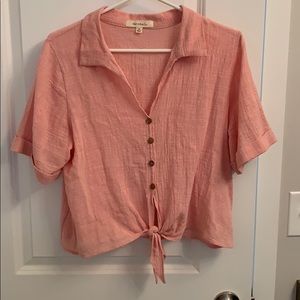 Linen coral crop T